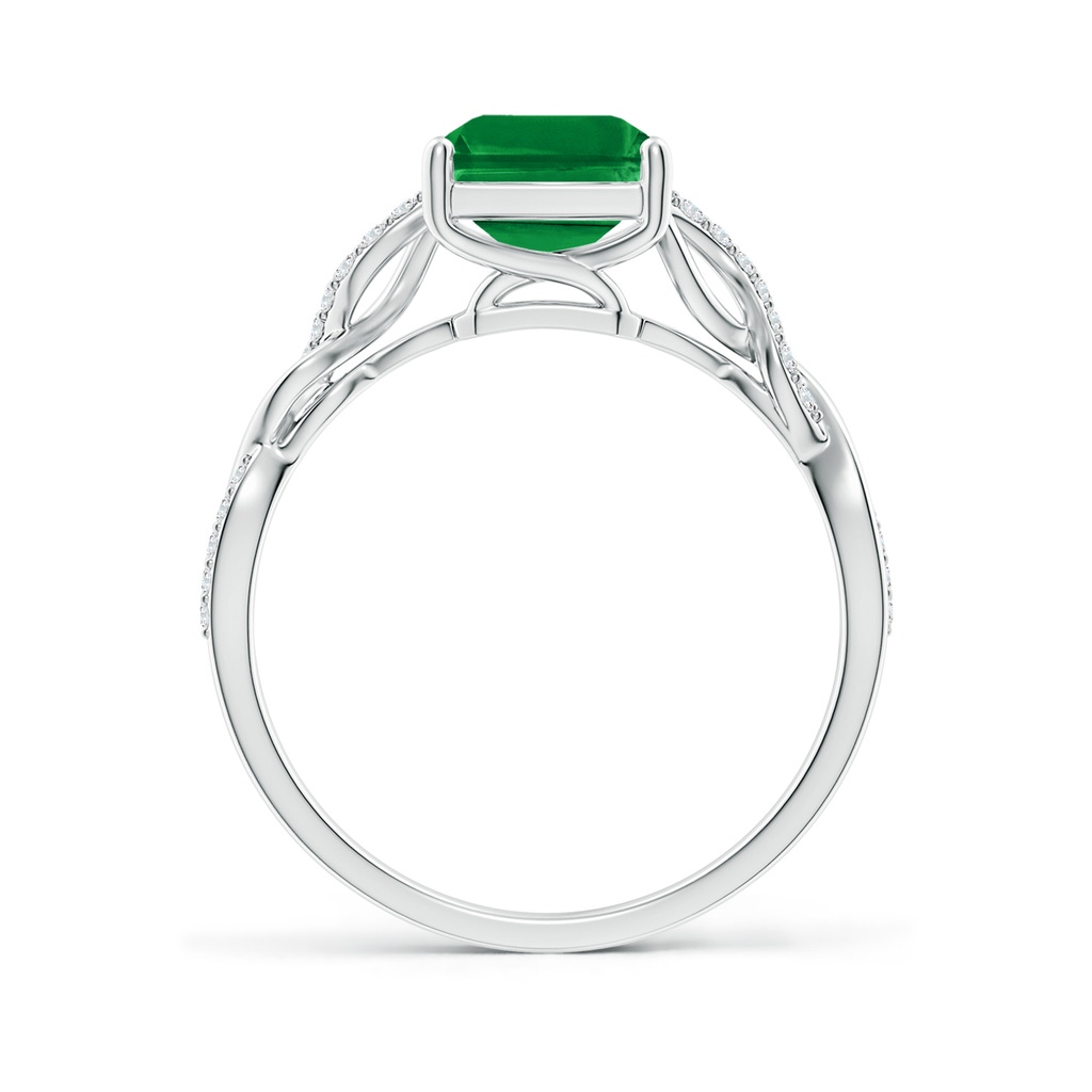 9x7mm AAA Emerald-Cut Solitaire Emerald Infinity Twist Ring in White Gold Side 199