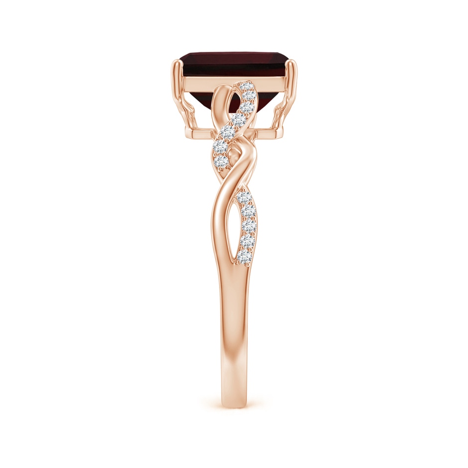 8x6mm A Emerald-Cut Solitaire Garnet Infinity Twist Ring in Rose Gold side-2