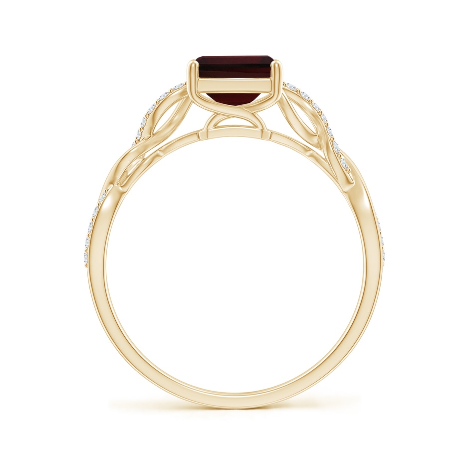 8x6mm A Emerald-Cut Solitaire Garnet Infinity Twist Ring in Yellow Gold side-1