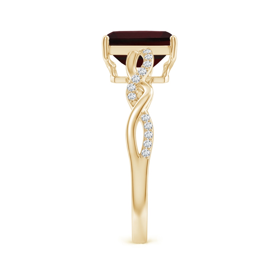 8x6mm A Emerald-Cut Solitaire Garnet Infinity Twist Ring in Yellow Gold side-2
