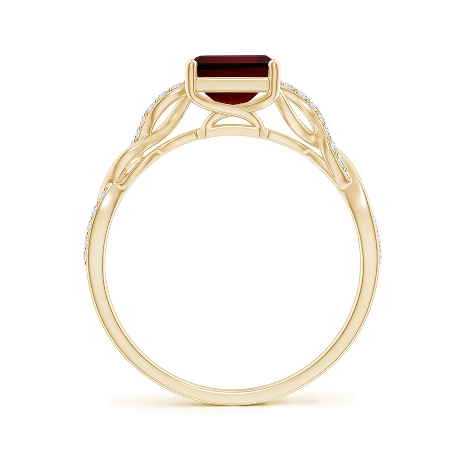 8x6mm AA Emerald-Cut Solitaire Garnet Infinity Twist Ring in Yellow Gold side-1