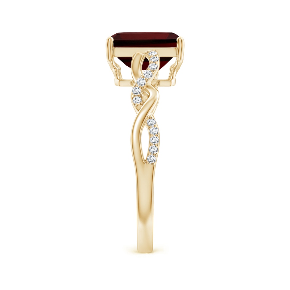 8x6mm AA Emerald-Cut Solitaire Garnet Infinity Twist Ring in Yellow Gold side-2