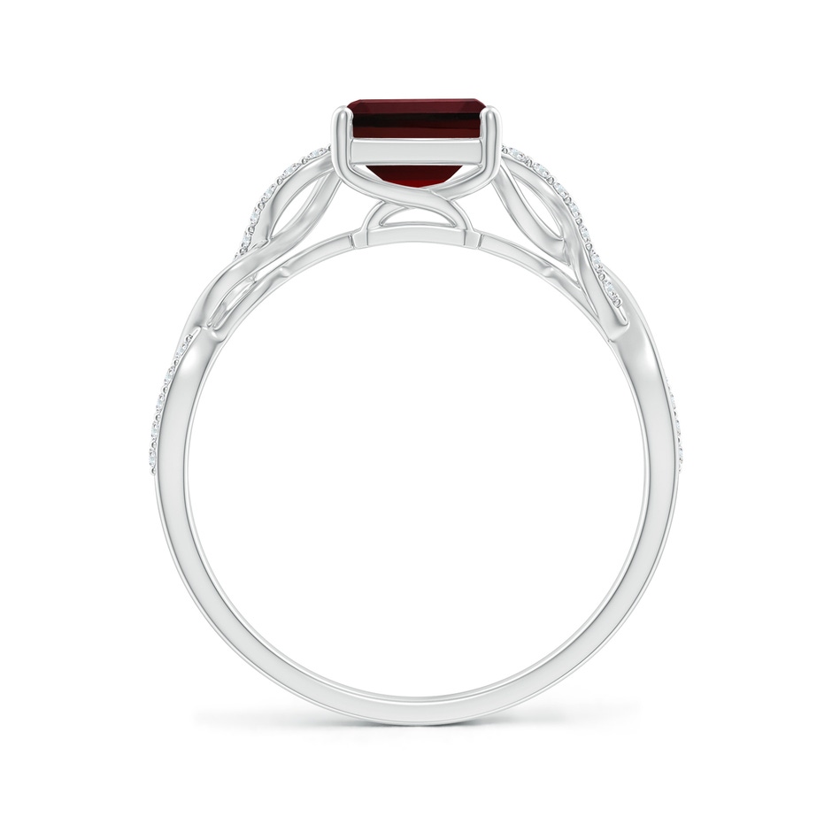 8x6mm AAA Emerald-Cut Solitaire Garnet Infinity Twist Ring in White Gold side-1