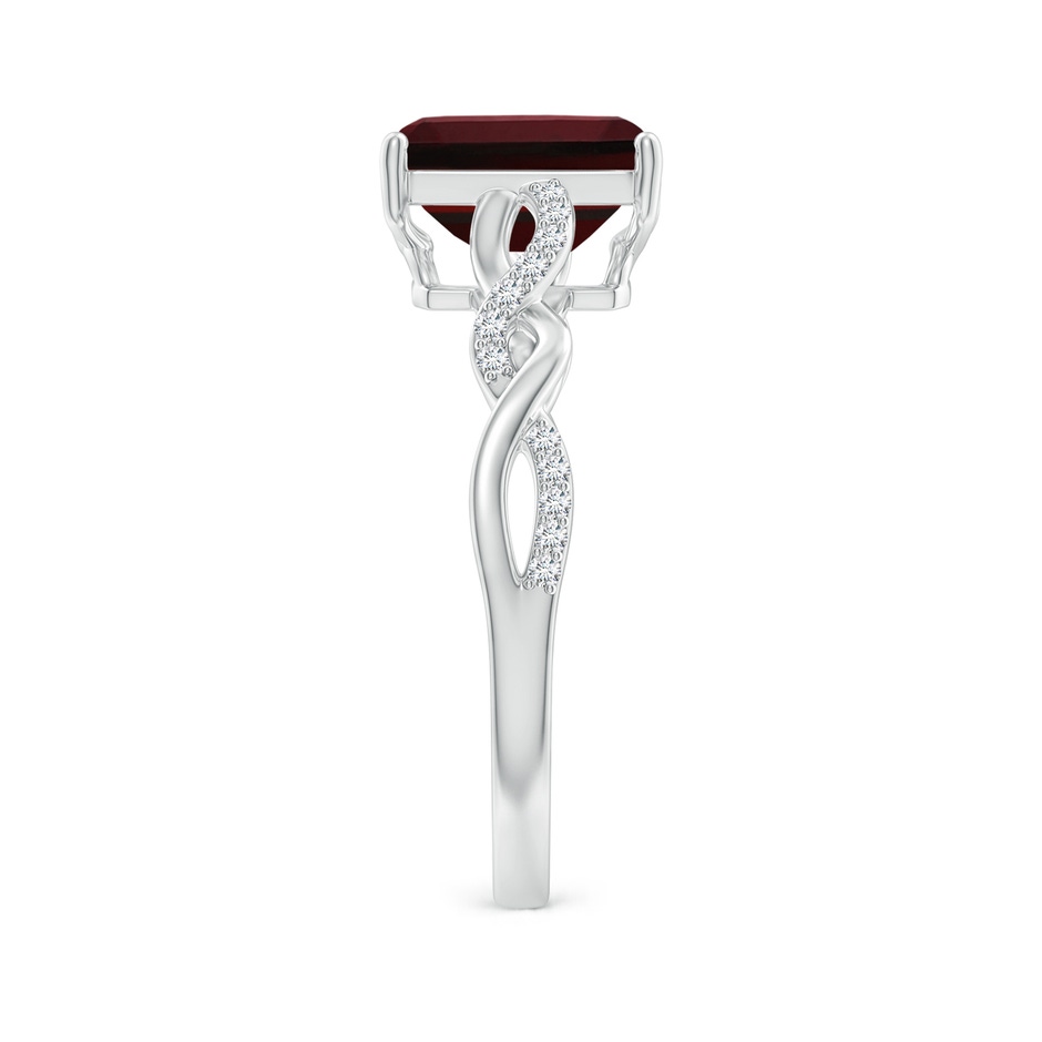8x6mm AAA Emerald-Cut Solitaire Garnet Infinity Twist Ring in White Gold side-2