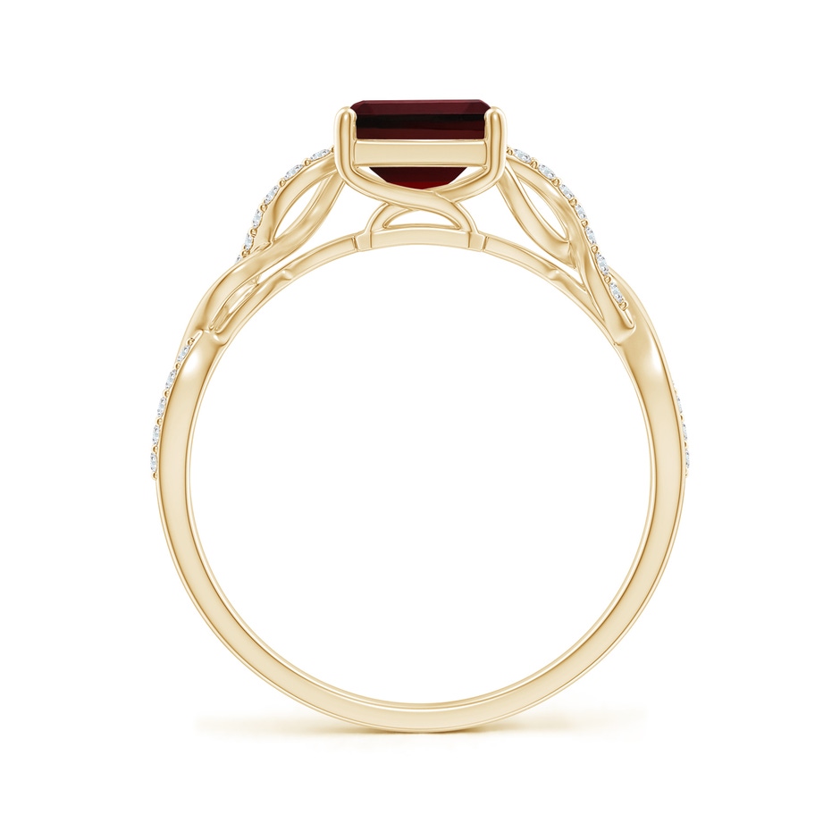 8x6mm AAA Emerald-Cut Solitaire Garnet Infinity Twist Ring in Yellow Gold side-1