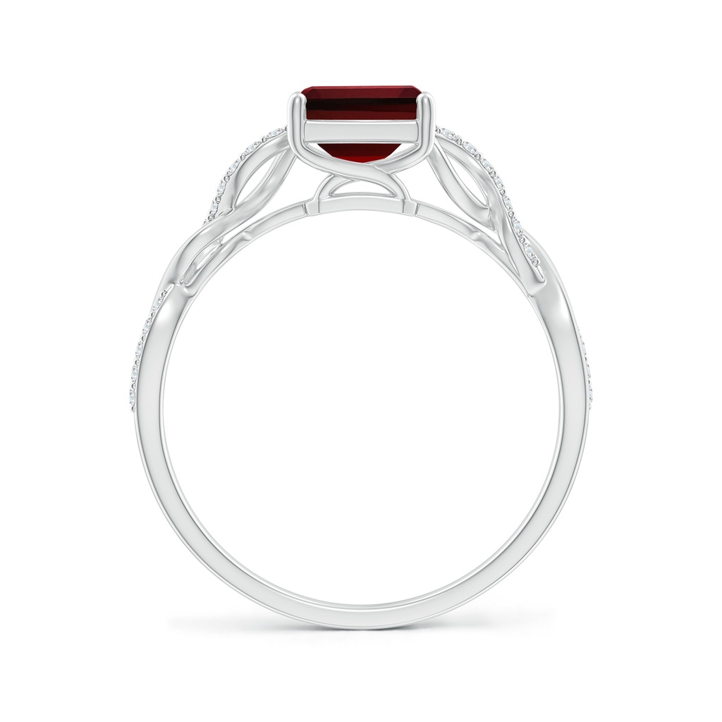 8x6mm AAAA Emerald-Cut Solitaire Garnet Infinity Twist Ring in P950 Platinum - side_1