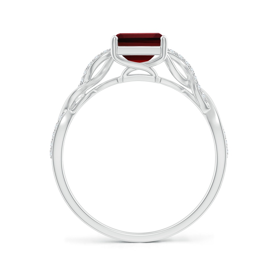 8x6mm AAAA Emerald-Cut Solitaire Garnet Infinity Twist Ring in P950 Platinum side-1