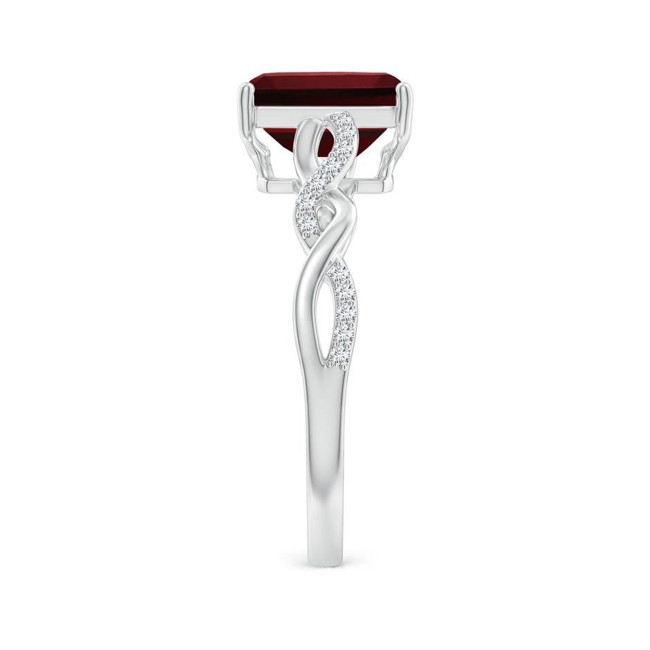 8x6mm AAAA Emerald-Cut Solitaire Garnet Infinity Twist Ring in P950 Platinum side-2