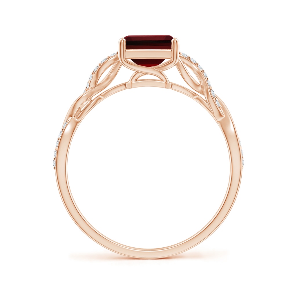 8x6mm AAAA Emerald-Cut Solitaire Garnet Infinity Twist Ring in Rose Gold - side_1