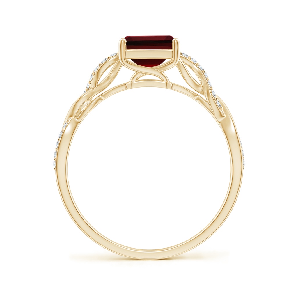 8x6mm AAAA Emerald-Cut Solitaire Garnet Infinity Twist Ring in Yellow Gold - side_1