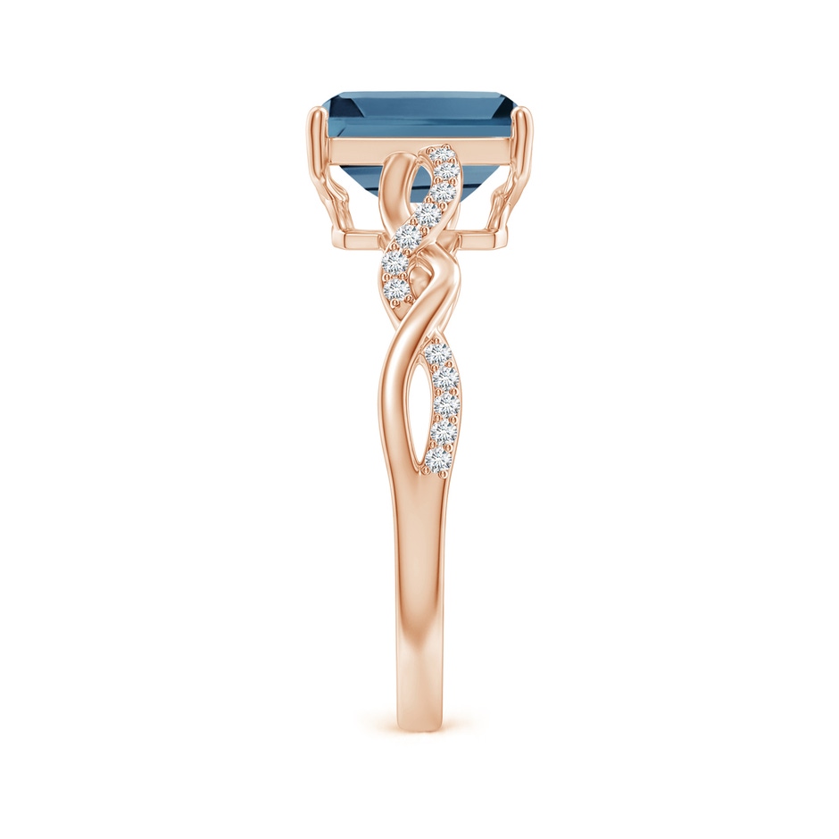 8x6mm A Emerald-Cut Solitaire London Blue Topaz Infinity Twist Ring in 18K Rose Gold side 299