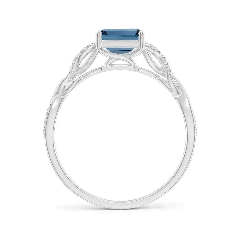 8x6mm A Emerald-Cut Solitaire London Blue Topaz Infinity Twist Ring in 18K White Gold side 199