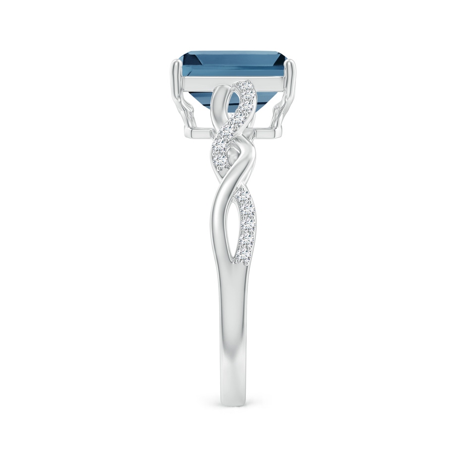 8x6mm A Emerald-Cut Solitaire London Blue Topaz Infinity Twist Ring in 18K White Gold side 299