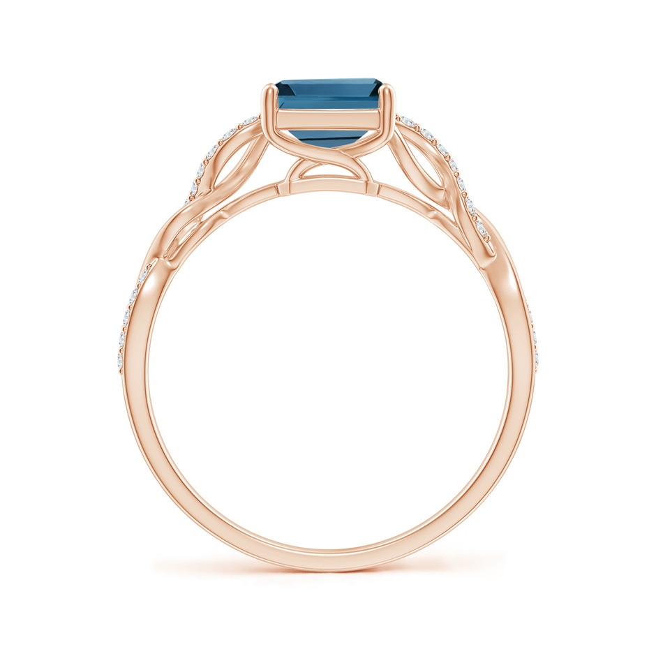 8x6mm AA Emerald-Cut Solitaire London Blue Topaz Infinity Twist Ring in Rose Gold side 199