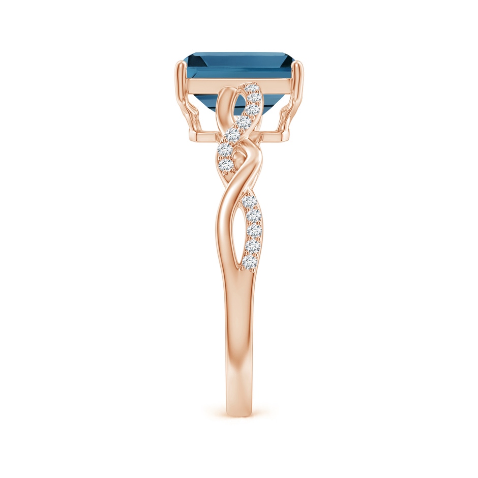 8x6mm AA Emerald-Cut Solitaire London Blue Topaz Infinity Twist Ring in Rose Gold side 299