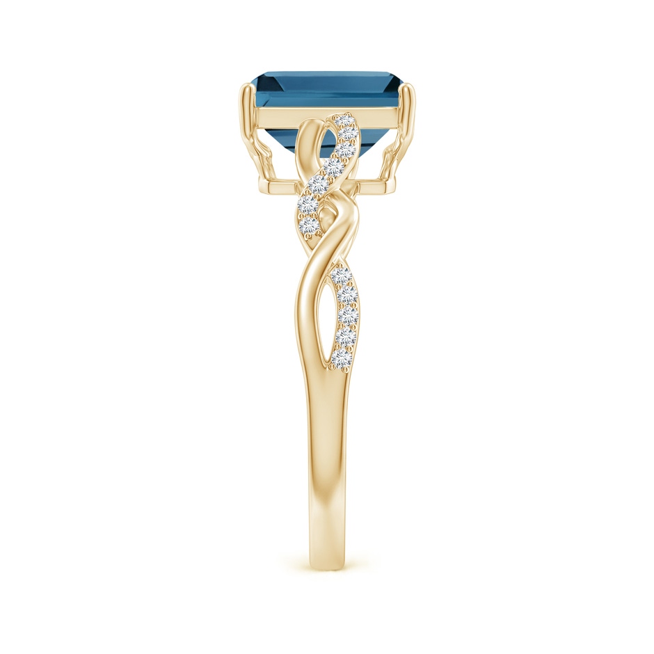 8x6mm AA Emerald-Cut Solitaire London Blue Topaz Infinity Twist Ring in Yellow Gold side 299