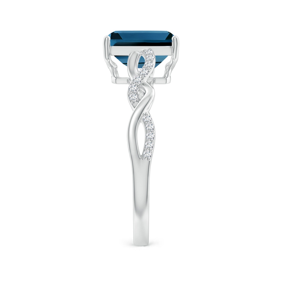 8x6mm AAA Emerald-Cut Solitaire London Blue Topaz Infinity Twist Ring in 18K White Gold side 299