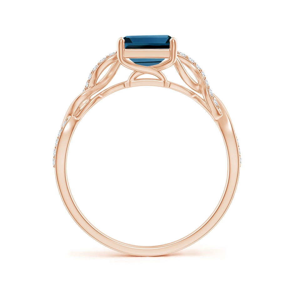 8x6mm AAA Emerald-Cut Solitaire London Blue Topaz Infinity Twist Ring in Rose Gold side 199