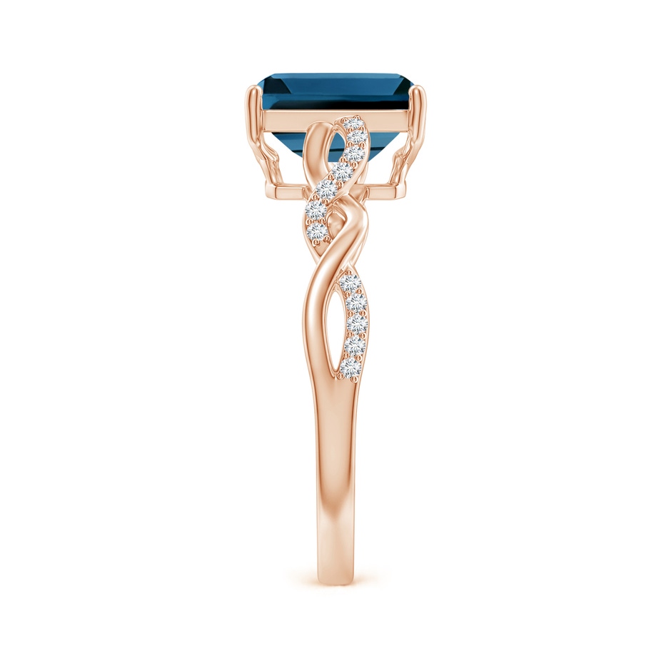 8x6mm AAA Emerald-Cut Solitaire London Blue Topaz Infinity Twist Ring in Rose Gold side 299
