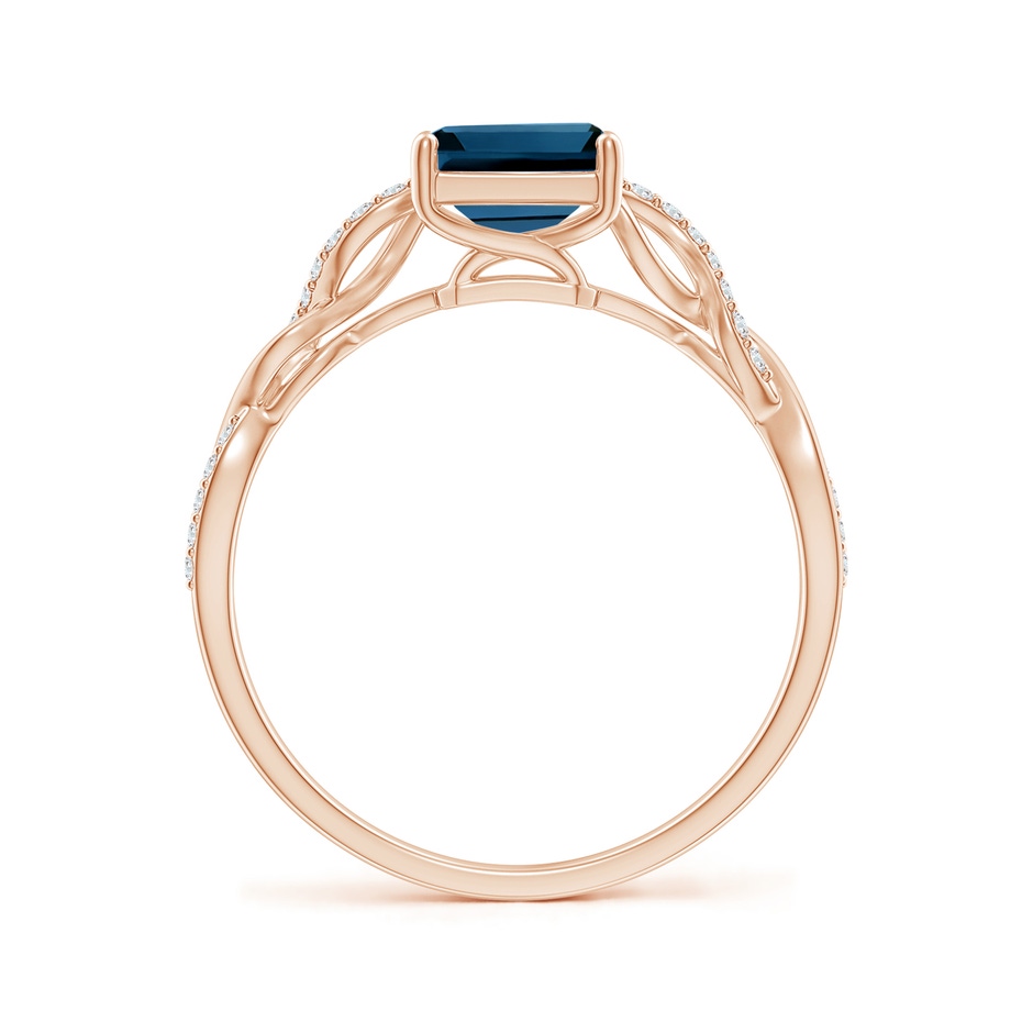 8x6mm AAAA Emerald-Cut Solitaire London Blue Topaz Infinity Twist Ring in 18K Rose Gold side 199