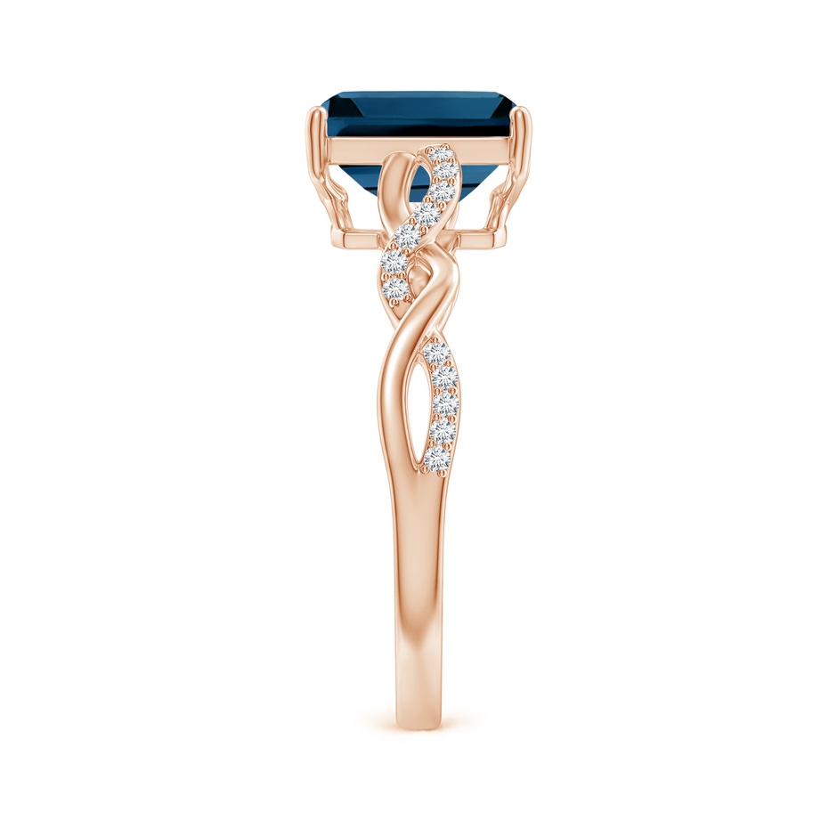 8x6mm AAAA Emerald-Cut Solitaire London Blue Topaz Infinity Twist Ring in 18K Rose Gold side 299