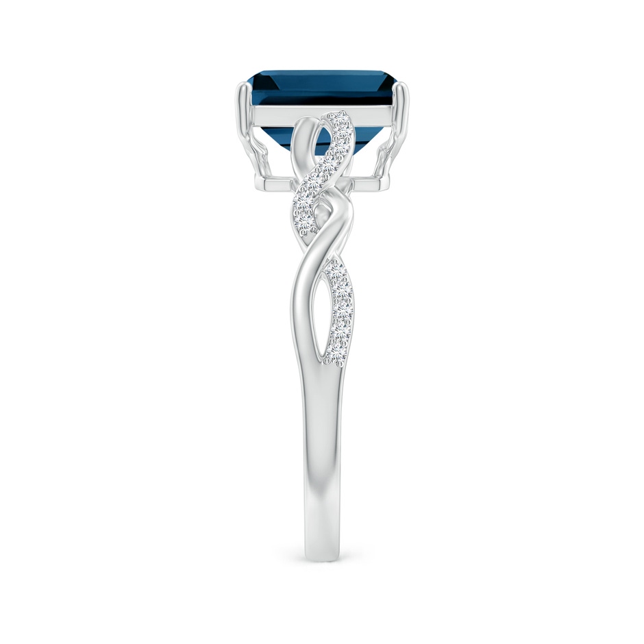 8x6mm AAAA Emerald-Cut Solitaire London Blue Topaz Infinity Twist Ring in 18K White Gold side 299