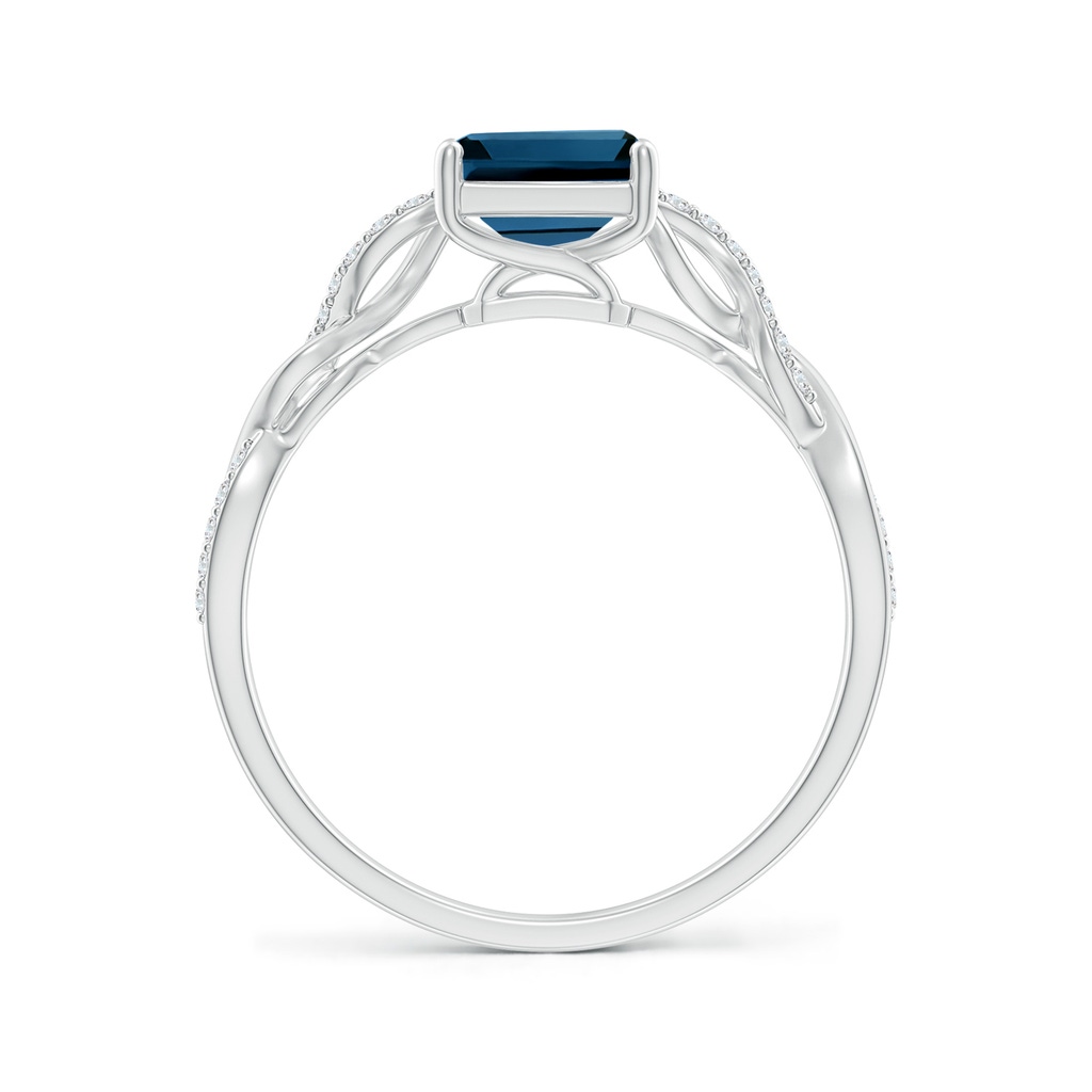 8x6mm AAAA Emerald-Cut Solitaire London Blue Topaz Infinity Twist Ring in White Gold - side 199