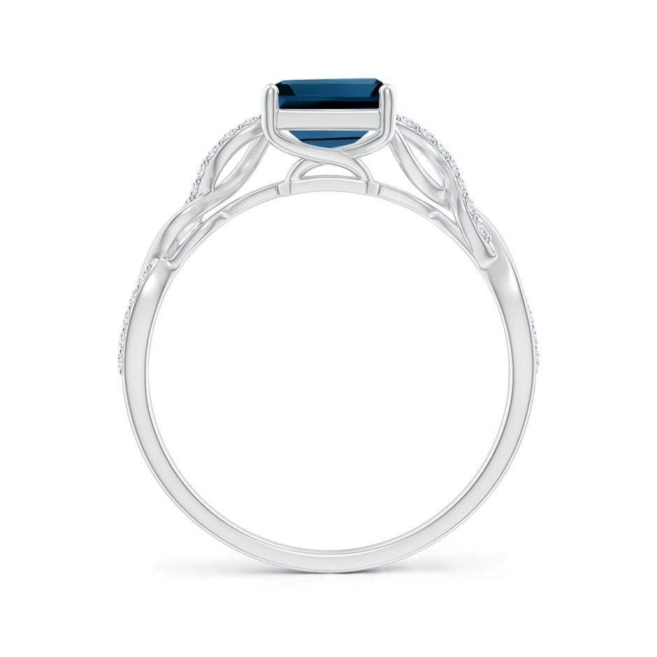 8x6mm AAAA Emerald-Cut Solitaire London Blue Topaz Infinity Twist Ring in White Gold side 199