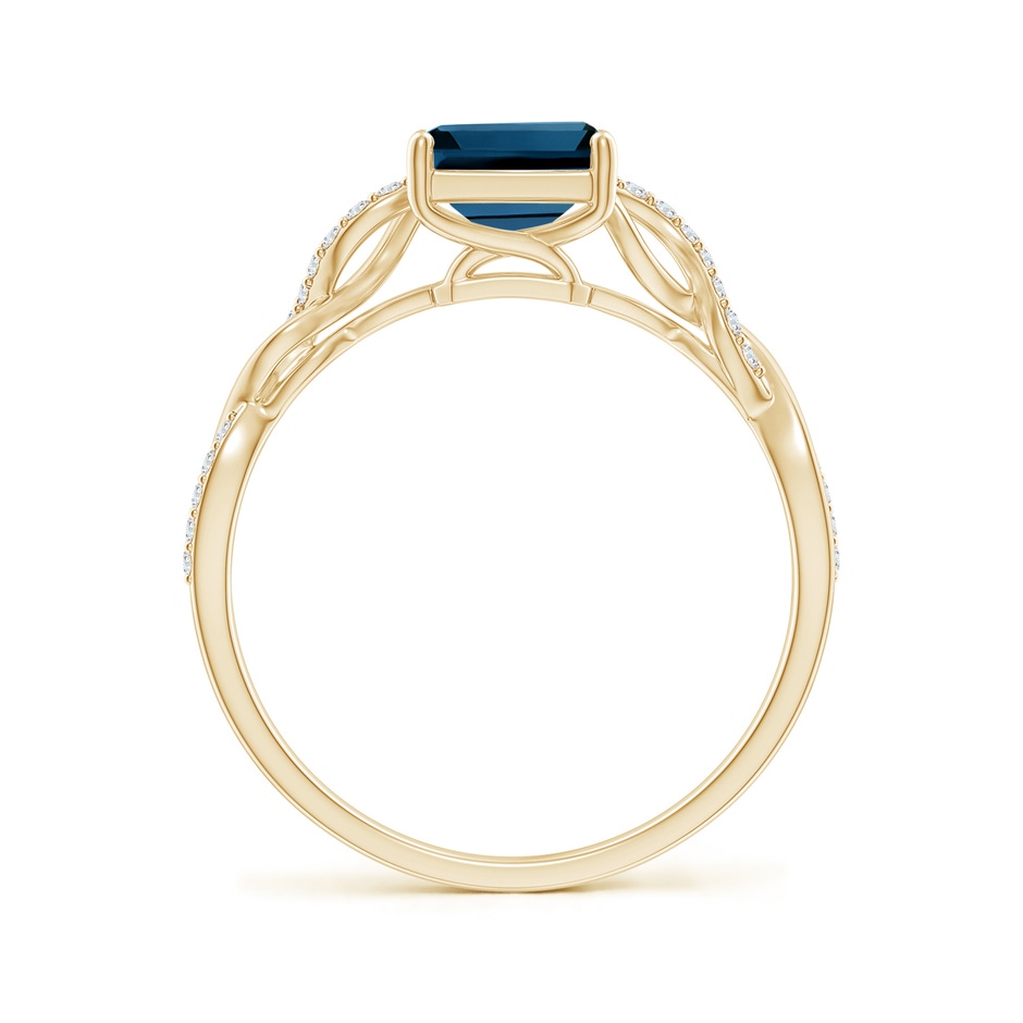 8x6mm AAAA Emerald-Cut Solitaire London Blue Topaz Infinity Twist Ring in Yellow Gold side 199