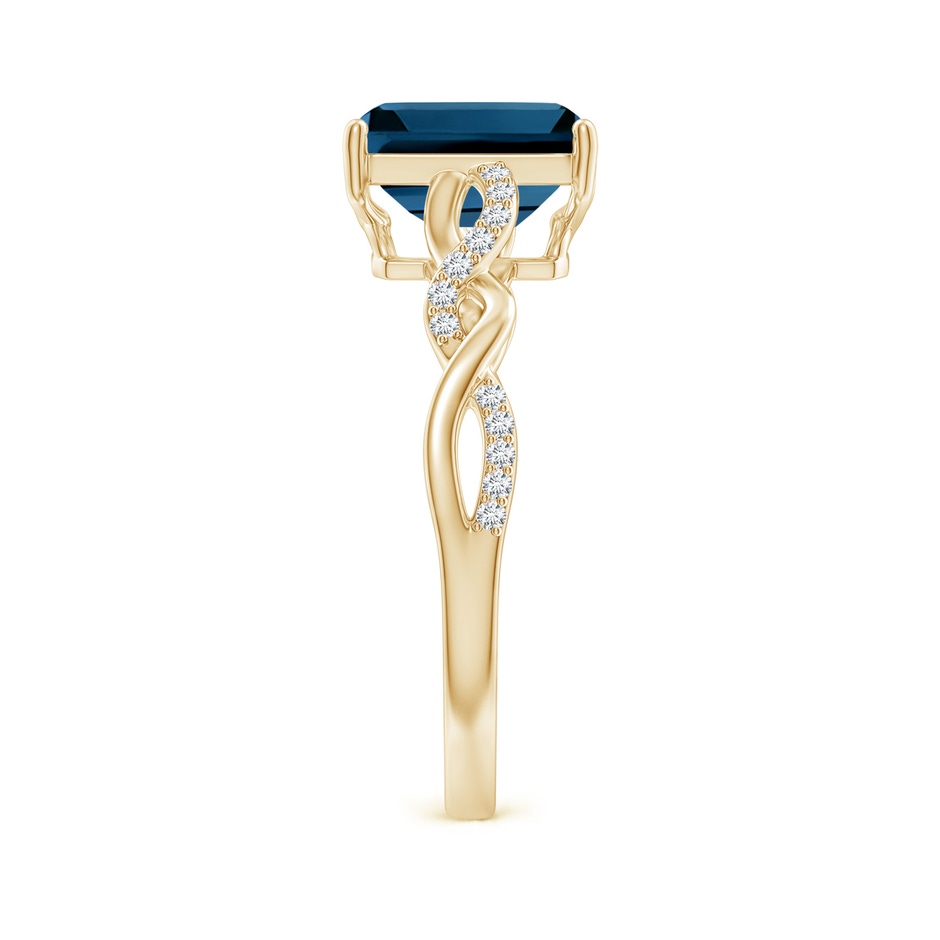 8x6mm AAAA Emerald-Cut Solitaire London Blue Topaz Infinity Twist Ring in Yellow Gold side 299
