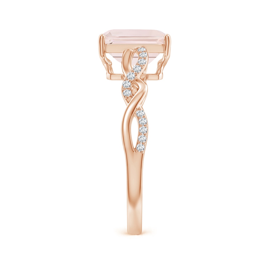 8x6mm A Emerald-Cut Solitaire Morganite Infinity Twist Ring in Rose Gold side-2