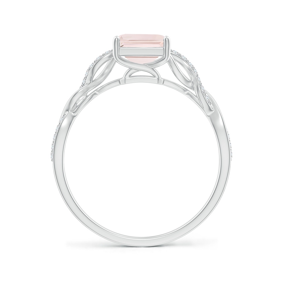 8x6mm A Emerald-Cut Solitaire Morganite Infinity Twist Ring in White Gold side-1