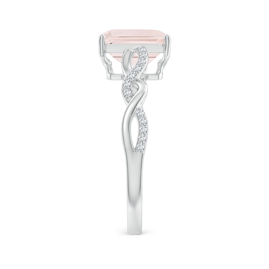 8x6mm A Emerald-Cut Solitaire Morganite Infinity Twist Ring in White Gold side-2