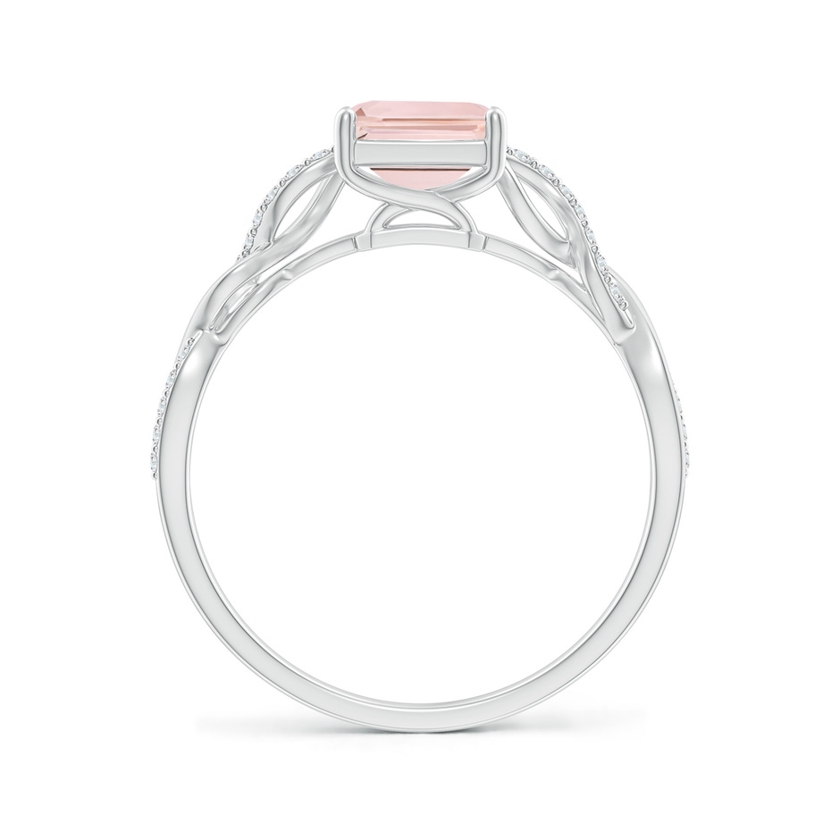 8x6mm AA Emerald-Cut Solitaire Morganite Infinity Twist Ring in White Gold side-1