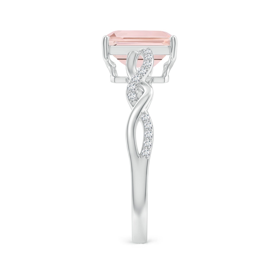 8x6mm AA Emerald-Cut Solitaire Morganite Infinity Twist Ring in White Gold side-2