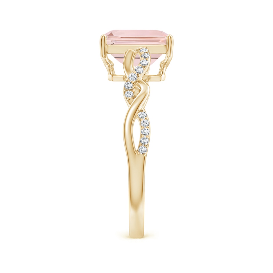 8x6mm AA Emerald-Cut Solitaire Morganite Infinity Twist Ring in Yellow Gold side-2