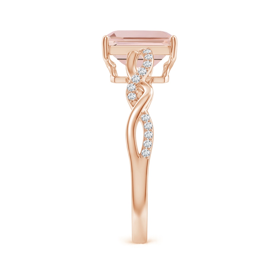 8x6mm AAA Emerald-Cut Solitaire Morganite Infinity Twist Ring in Rose Gold side-2
