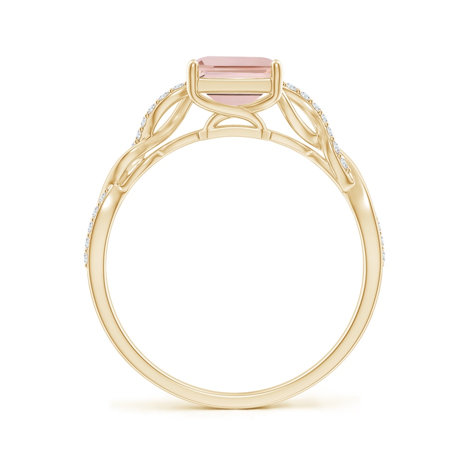 8x6mm AAA Emerald-Cut Solitaire Morganite Infinity Twist Ring in Yellow Gold side-1