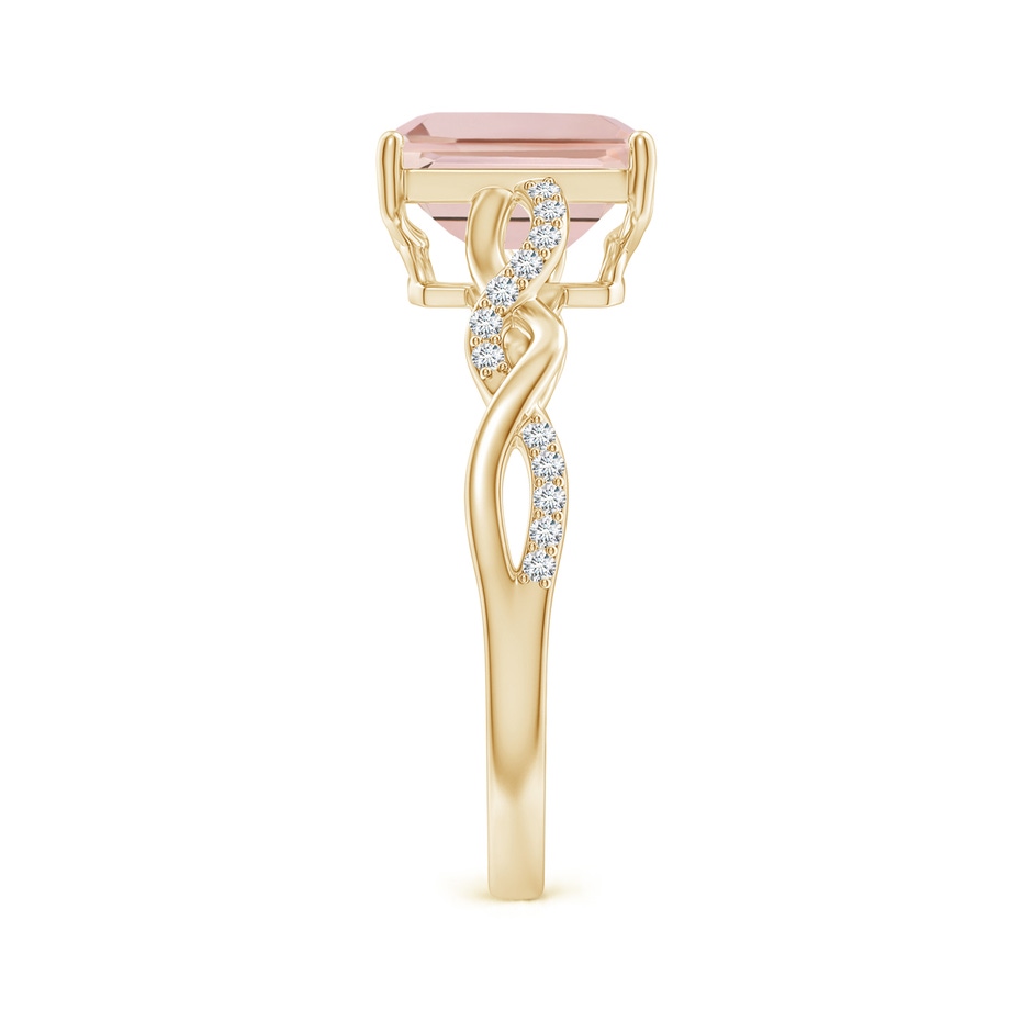 8x6mm AAA Emerald-Cut Solitaire Morganite Infinity Twist Ring in Yellow Gold side-2