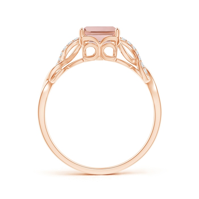 8x6mm AAAA Emerald-Cut Solitaire Morganite Infinity Twist Ring in 9K Rose Gold product image