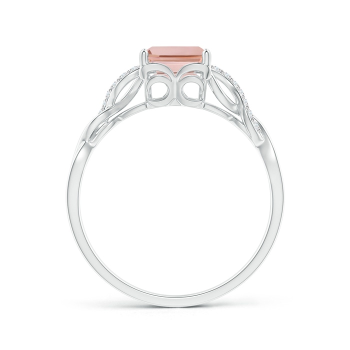 8x6mm AAAA Emerald-Cut Solitaire Morganite Infinity Twist Ring in 9K White Gold Product Image