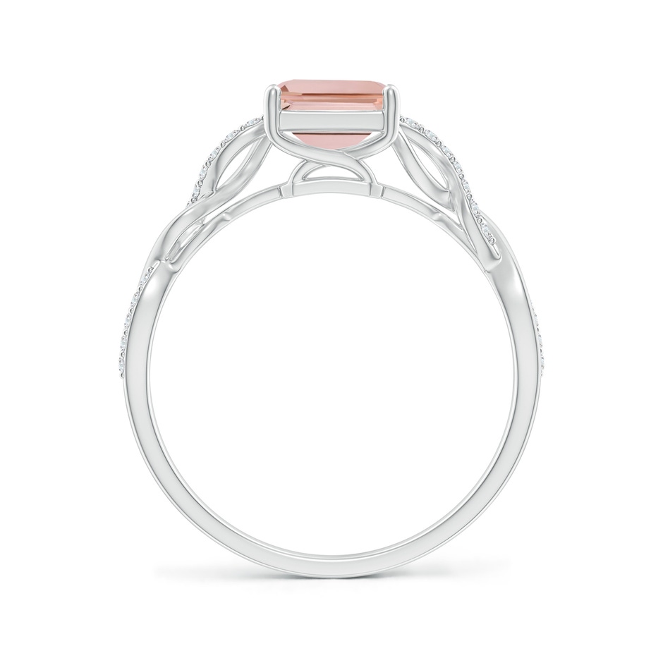 8x6mm AAAA Emerald-Cut Solitaire Morganite Infinity Twist Ring in White Gold side-1