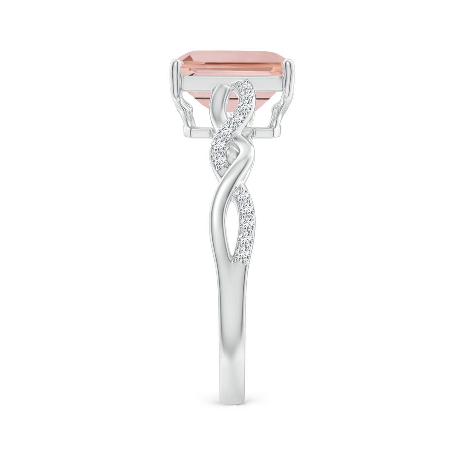 8x6mm AAAA Emerald-Cut Solitaire Morganite Infinity Twist Ring in White Gold side-2