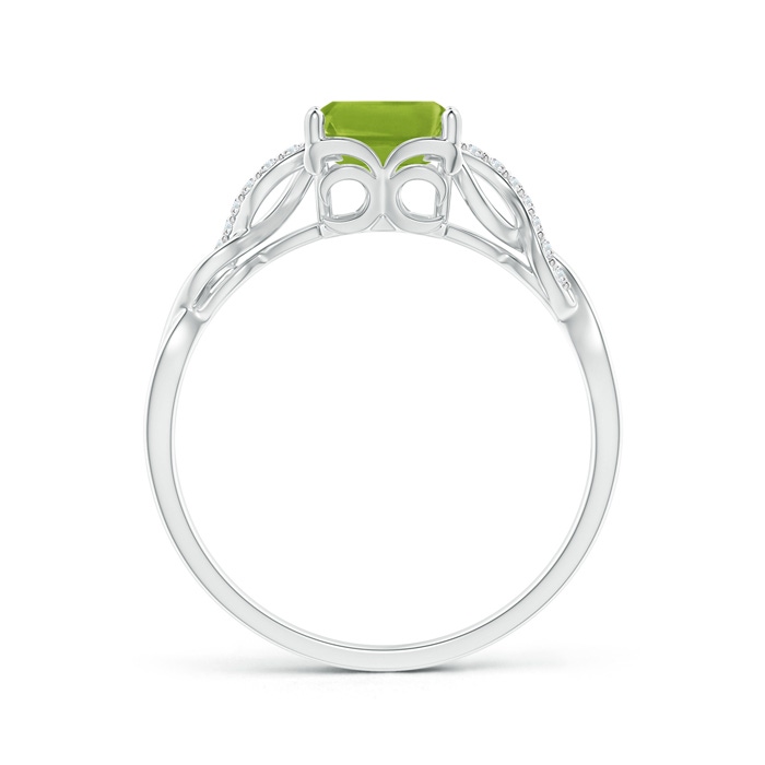 8x6mm AAA Emerald-Cut Solitaire Peridot Infinity Twist Ring in White Gold product image