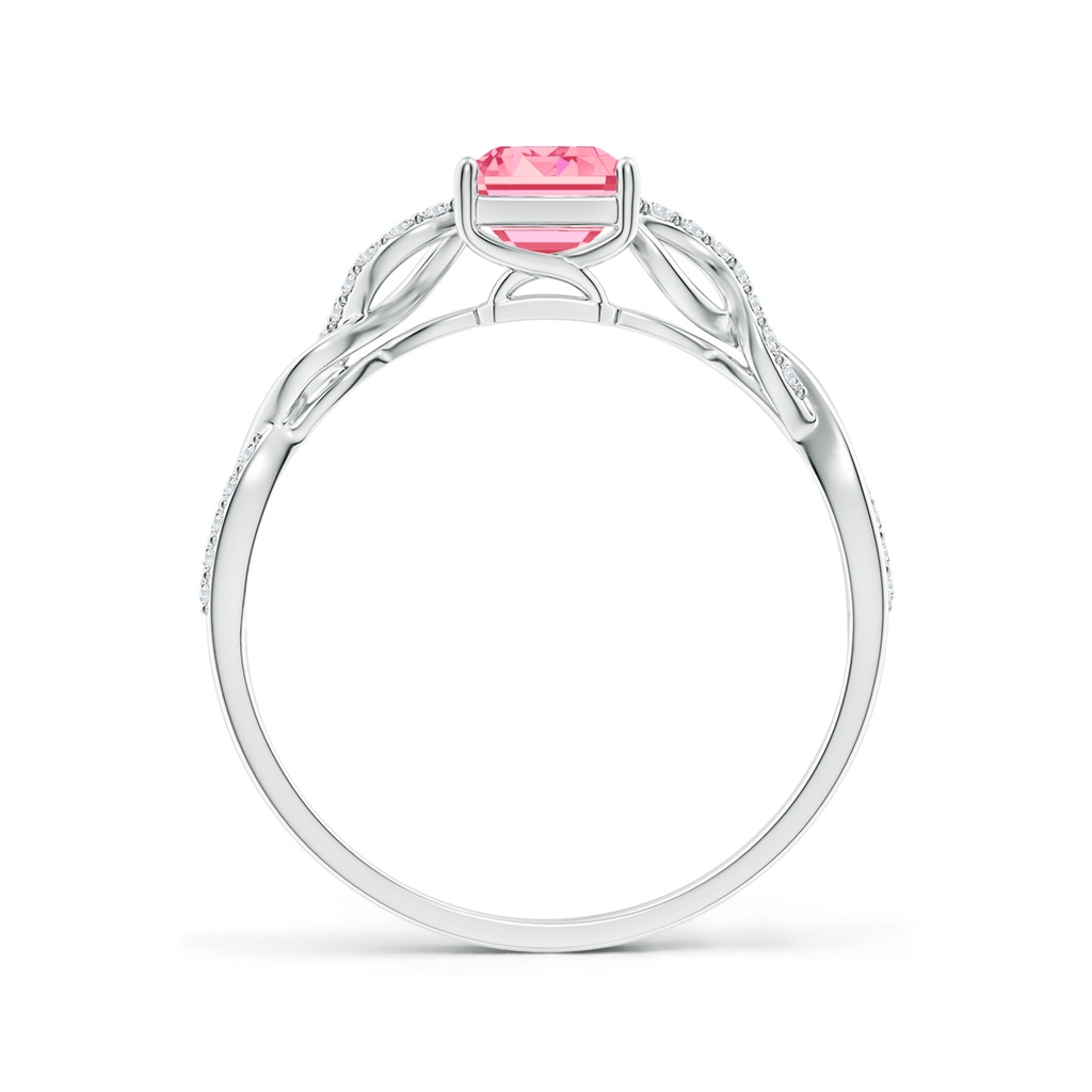 7x5mm AAAA Emerald-Cut Solitaire Fancy Intense Pink Diamond Infinity Twist Ring in P950 Platinum - side 199