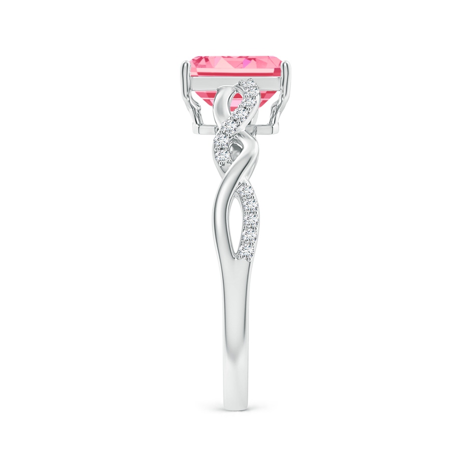 7x5mm AAAA Emerald-Cut Solitaire Fancy Intense Pink Diamond Infinity Twist Ring in P950 Platinum side 299