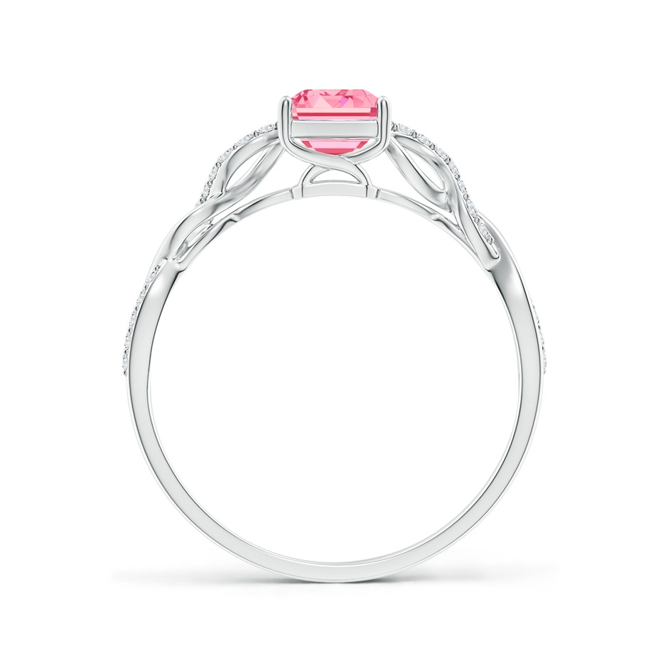 7x5mm AAAA Emerald-Cut Solitaire Fancy Intense Pink Diamond Infinity Twist Ring in S999 Silver side 199