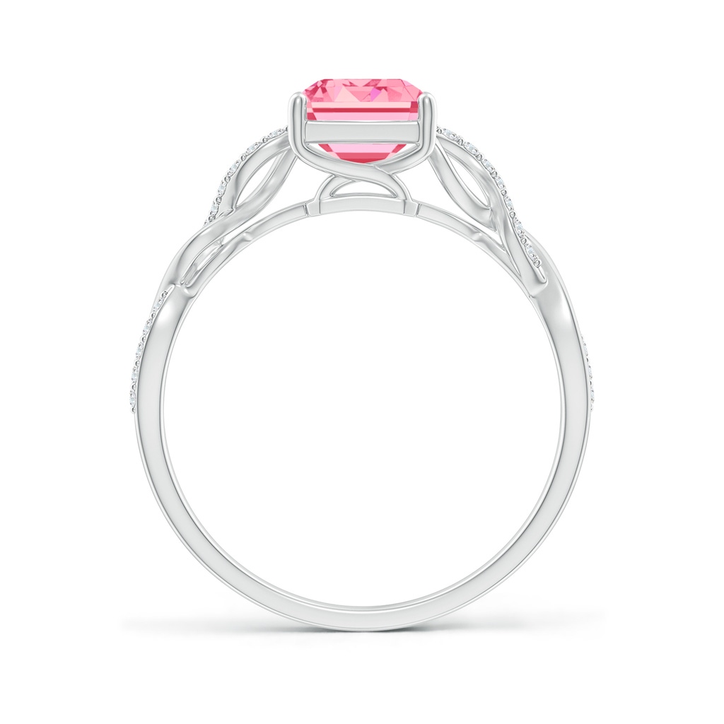 8x6mm AAAA Emerald-Cut Solitaire Fancy Intense Pink Diamond Infinity Twist Ring in White Gold - side 199