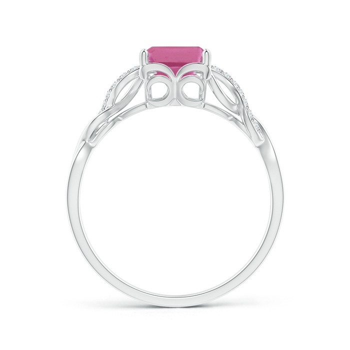 8x6mm AAA Emerald-Cut Solitaire Pink Tourmaline Infinity Twist Ring in White Gold Product Image