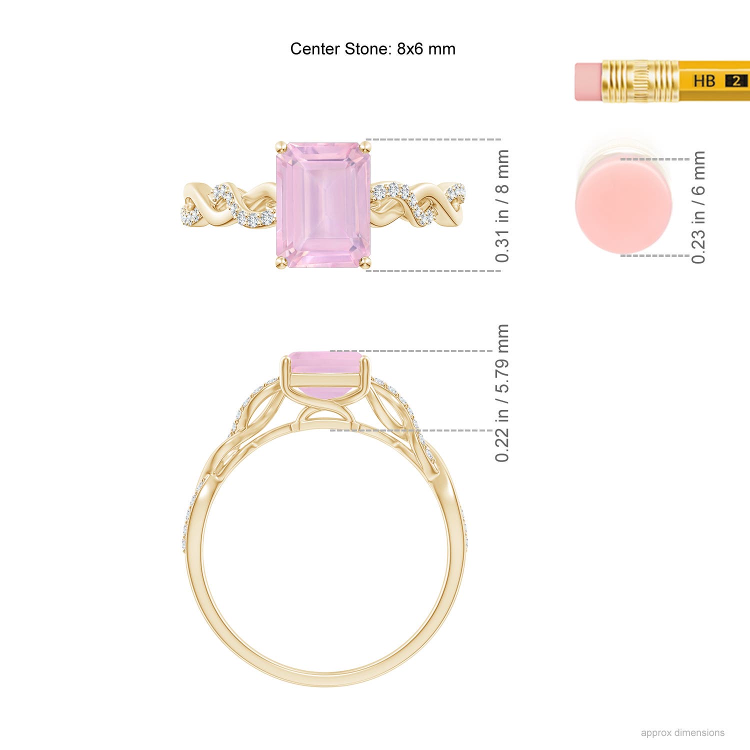 AAAA - Rose Quartz / 1.68 CT / 14 KT Yellow Gold